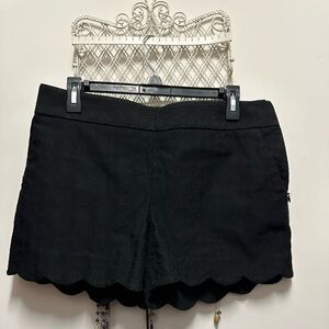 LOFT Black Scalloped High Waist Shorts